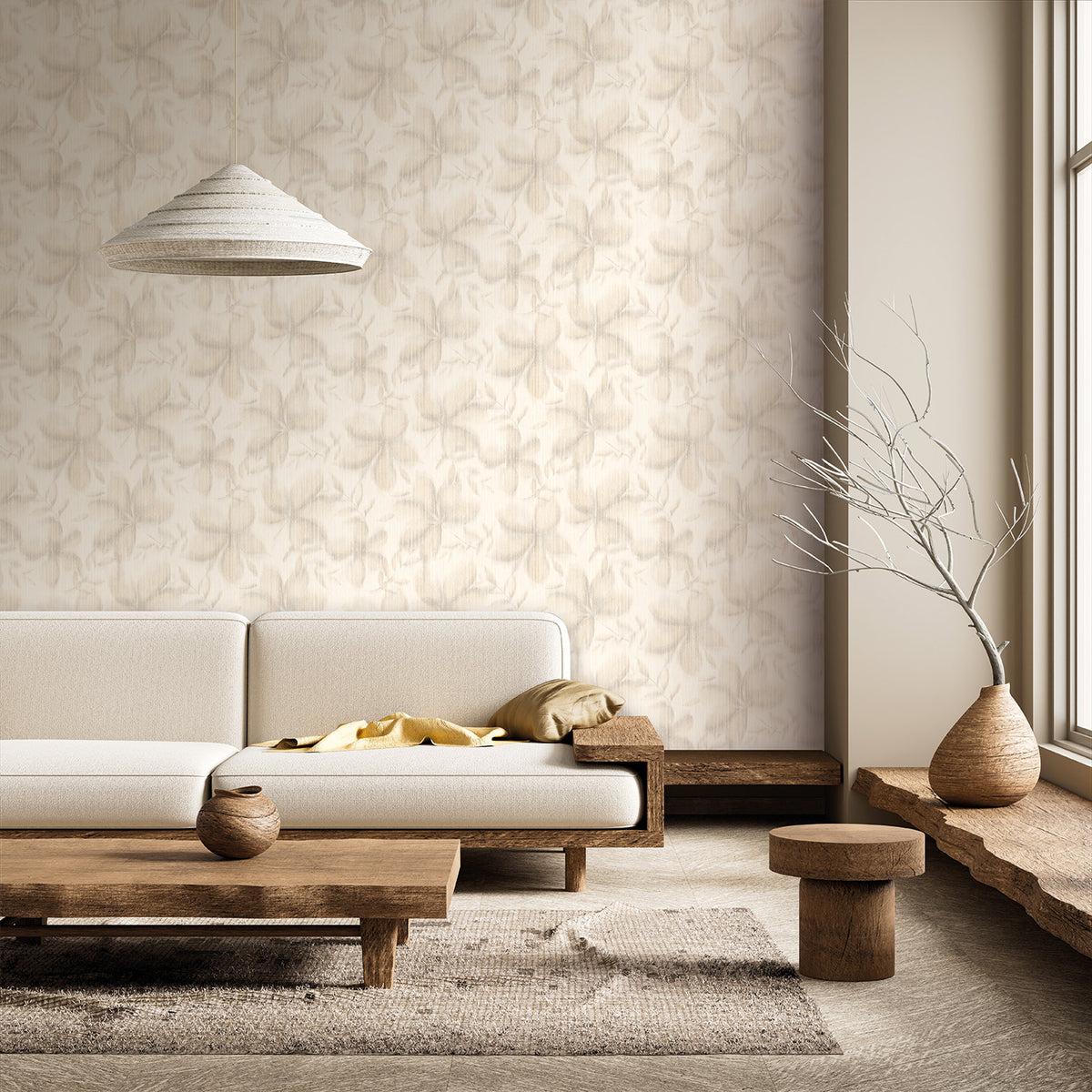 Veer Decor Vellum Leaf Cream Wallpaper VRTN60-290