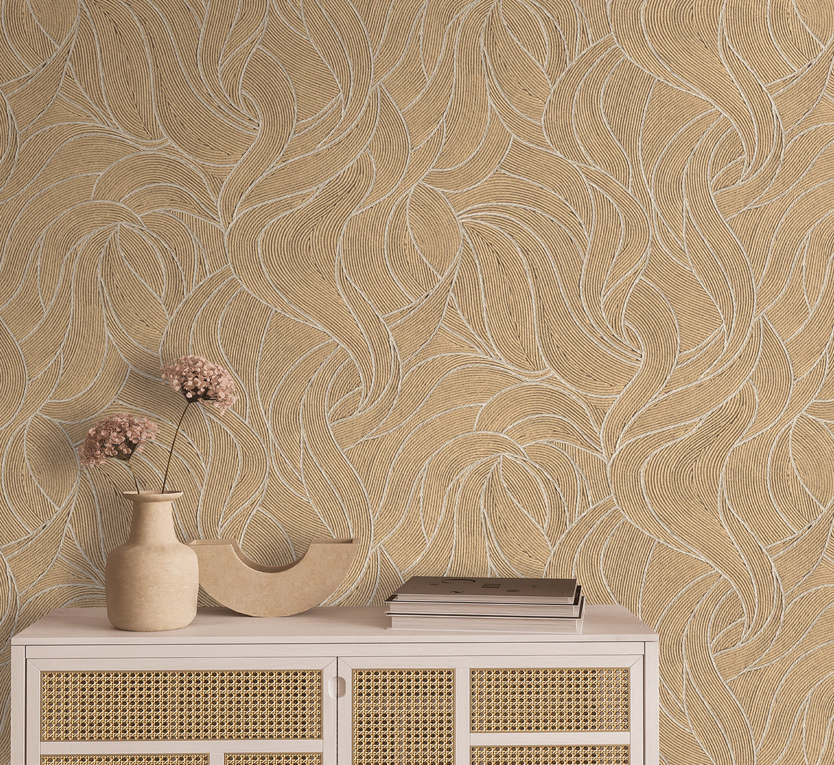 Veer Decor Woven Drift Latte Wallpaper VRTN71-290