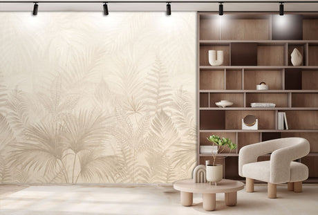 Veer Decor Linen Jungle Greige Wallpaper Mural VRTND95-290