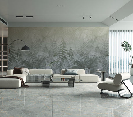 Veer Decor Linen Jungle Blue Fusion Wallpaper Mural VRTND97-