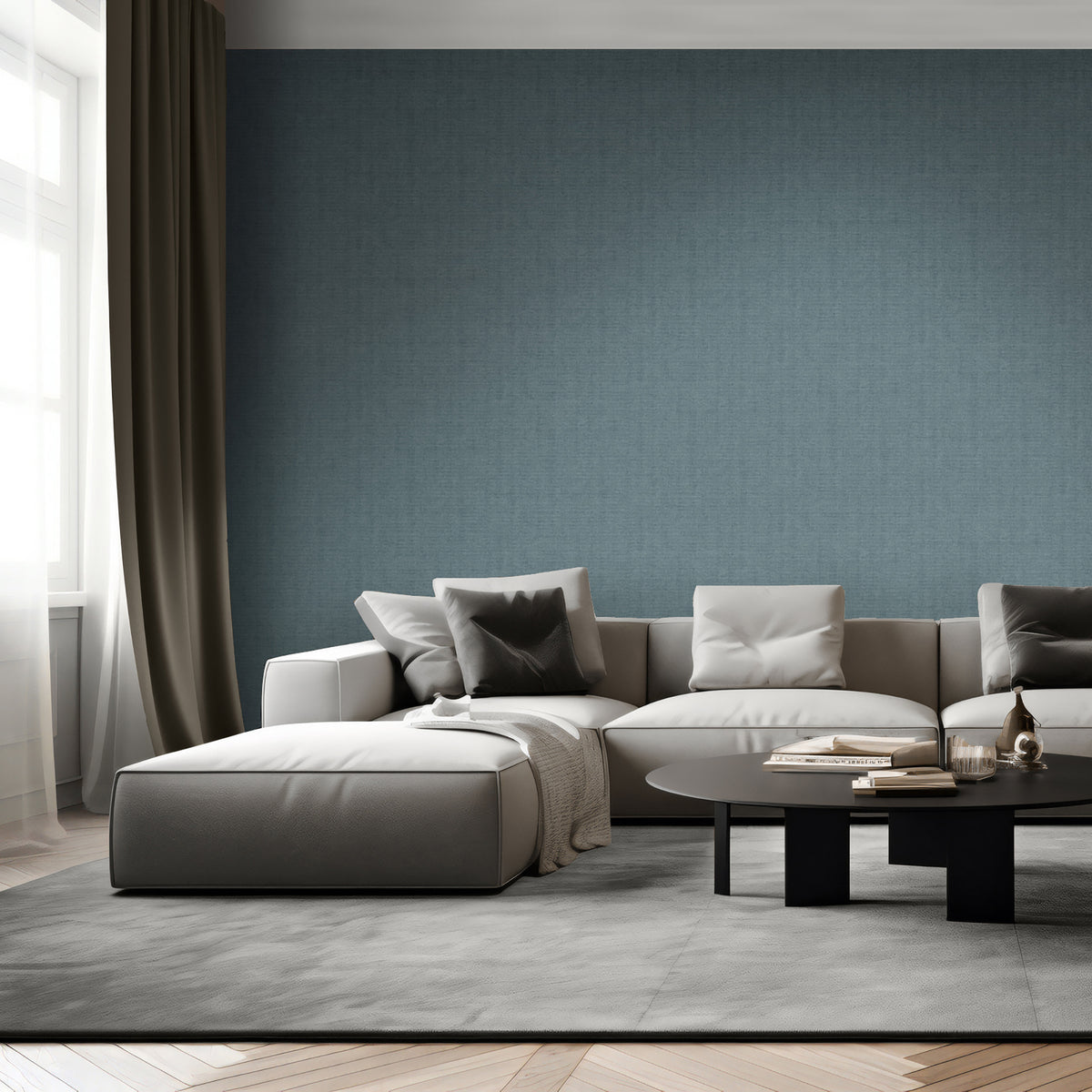 Veer Decor Lustre Linen Blue Wallpaper VRVE01-376