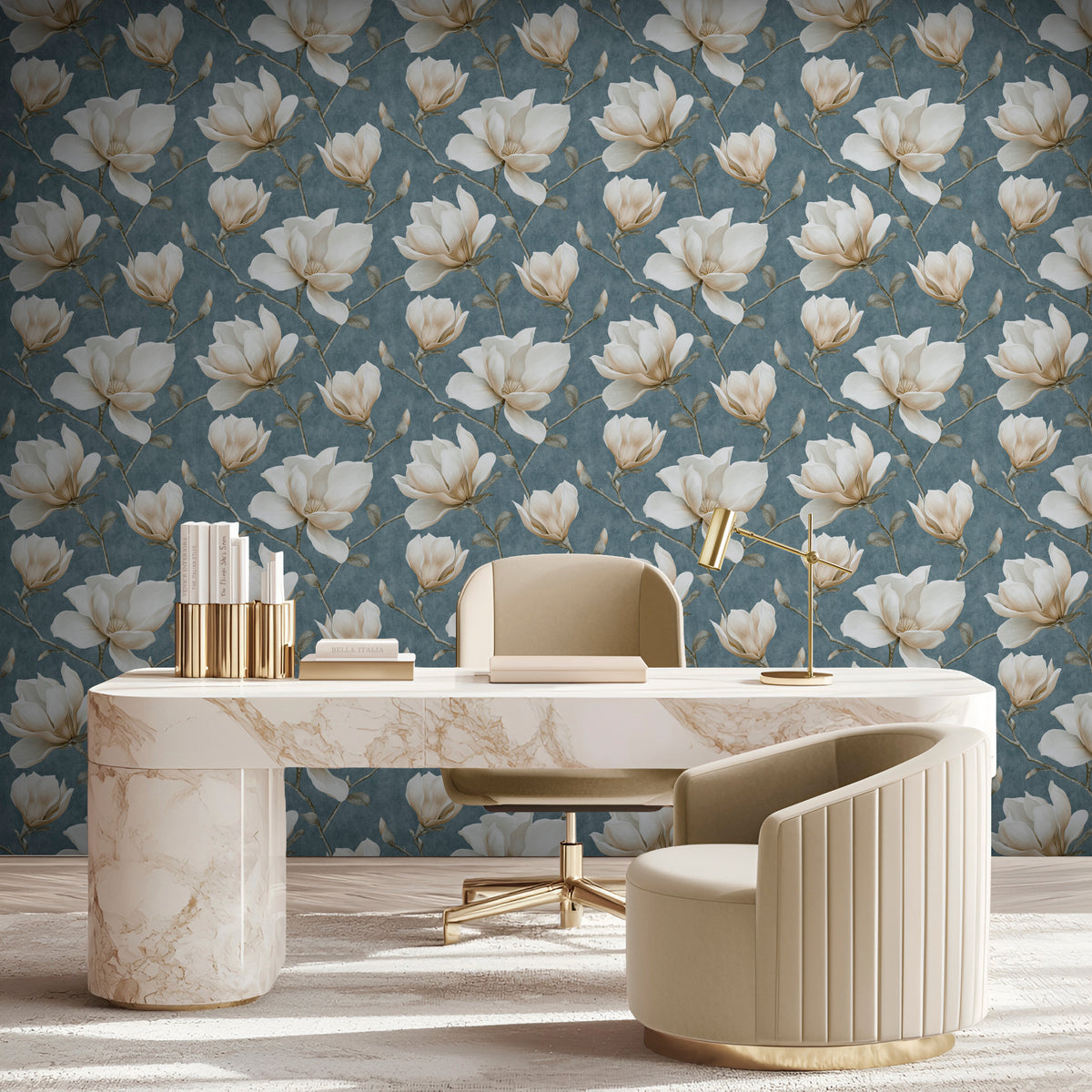 Veer Decor Grand Magnolia Bue Wallpaper VRVZ201-92