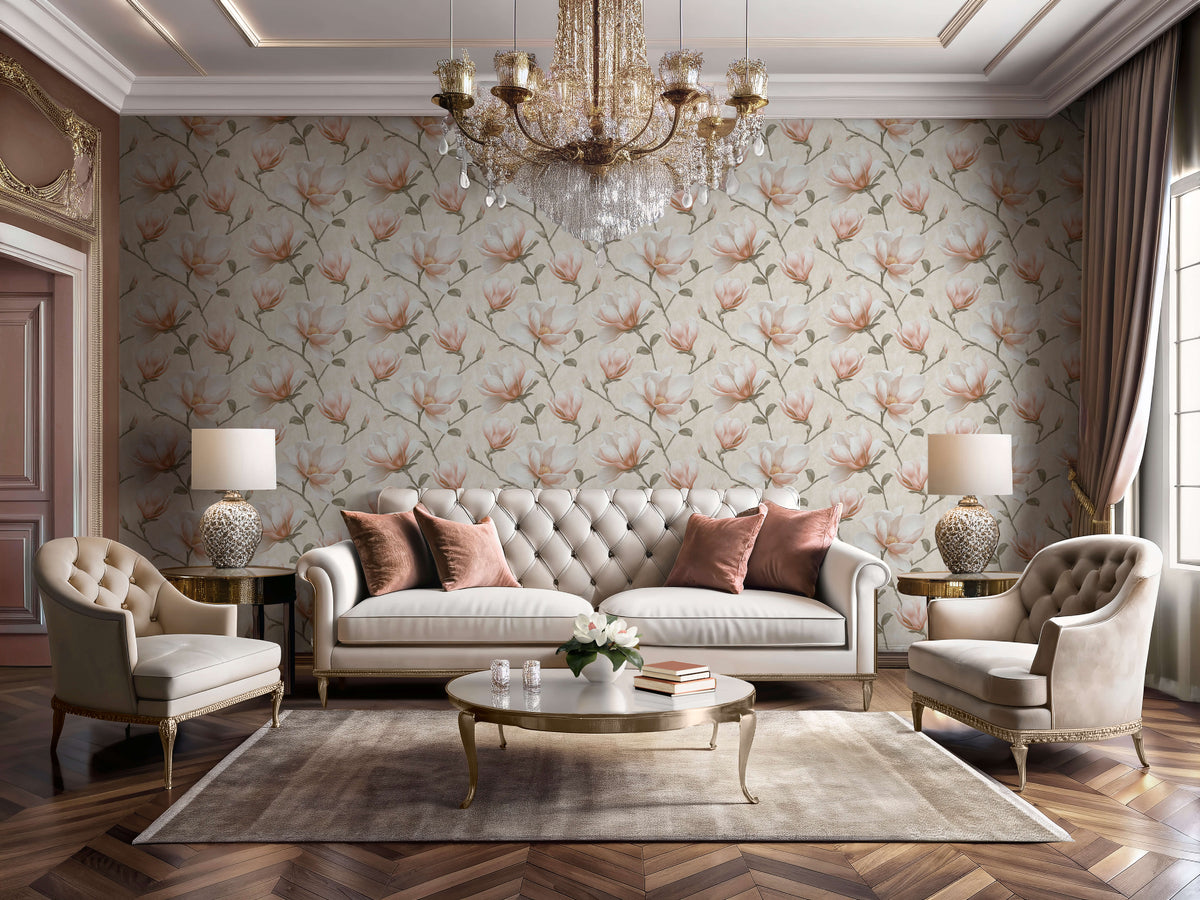 Veer Decor Grand Magnolia Orange Wallpaper VRVZ205-92