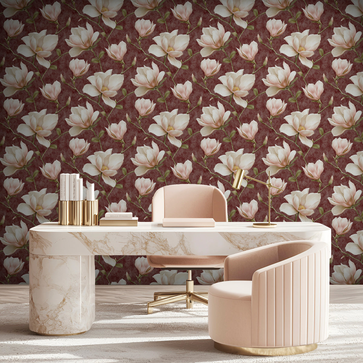 Veer Decor Grand Magnolia Red Wallpaper VRVZ210-92