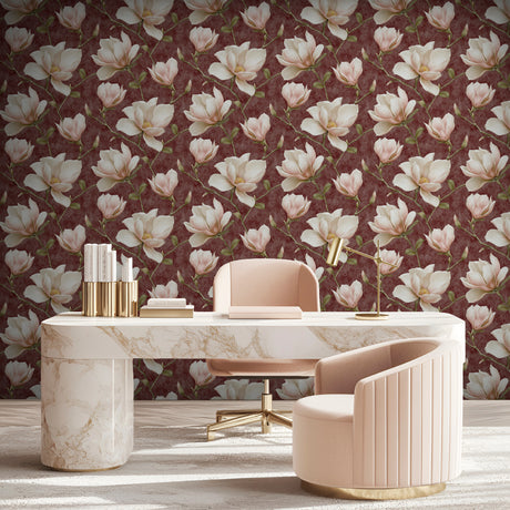 Veer Decor Grand Magnolia Red Wallpaper VRVZ210-92