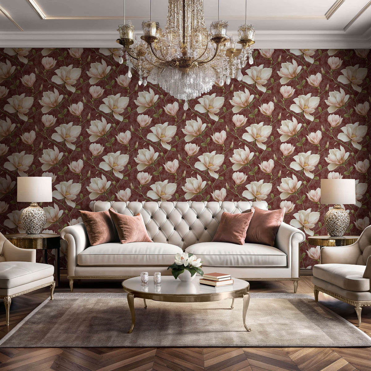 Veer Decor Grand Magnolia Red Wallpaper VRVZ210-92