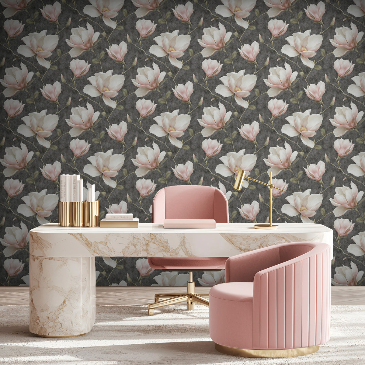 Veer Decor Grand Magnolia Black Wallpaper VRVZ219-92