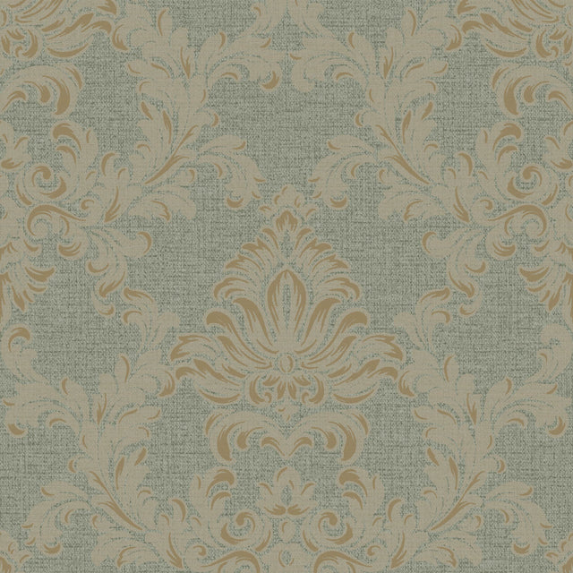 Veer Decor Venezia Damask Green Wallpaper VRVZ904-91