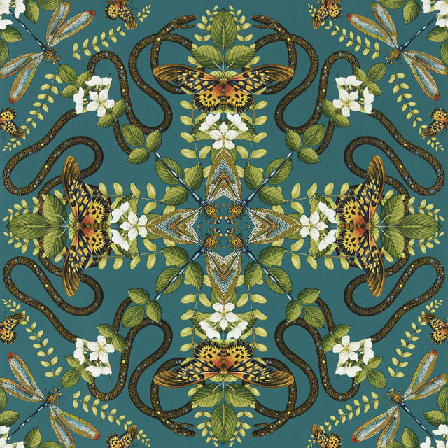 CLARKE AND CLARKE W0129/05.CAC.0 EMERALD FOREST WP TEAL Wallpaper - Eade's Wallpaper