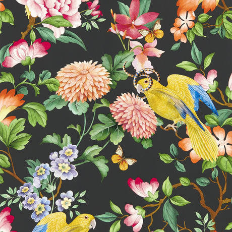 CLARKE AND CLARKE W0130/04.CAC.0 GOLDEN PARROT WP NOIR Wallpaper - Eade's Wallpaper