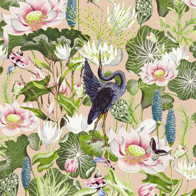 CLARKE AND CLARKE W0137/01.CAC.0 WATERLILY WP BLUSH Wallpaper - Eade's Wallpaper