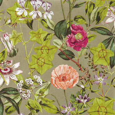 CLARKE AND CLARKE W0143/03.CAC.0 PASSIFLORA MULBERRY/GILVER WP Wallpaper - Eade's Wallpaper