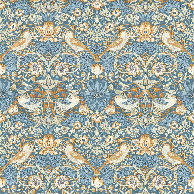 CLARKE AND CLARKE W0171/02.CAC.0 STRAWBERRY THIEF DENIM WP Wallpaper - Eade's Wallpaper