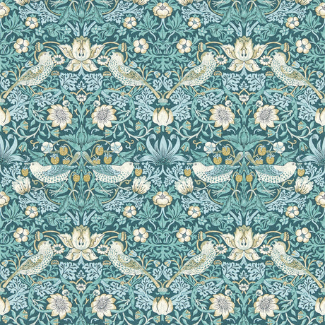 CLARKE AND CLARKE W0171/06.CAC.0 STRAWBERRY THIEF TEAL WP Wallpaper - Eade's Wallpaper