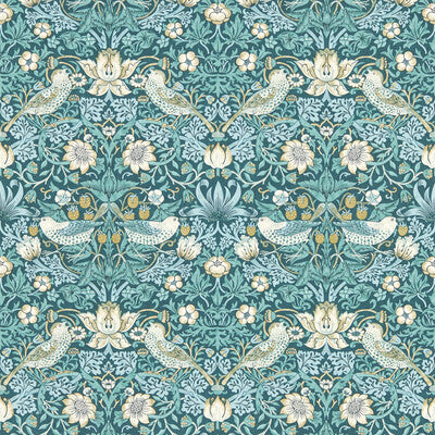 CLARKE AND CLARKE W0171/06.CAC.0 STRAWBERRY THIEF TEAL WP Wallpaper - Eade's Wallpaper