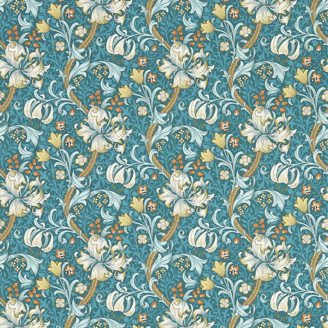 CLARKE AND CLARKE W0174/03.CAC.0 GOLDEN LILY TEAL WP Wallpaper - Eade's Wallpaper