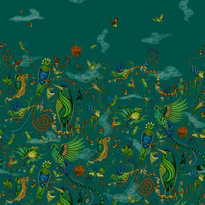 CLARKE AND CLARKE W0200/02.CAC.0 CLOUD FOREST/TEAL WP Fabric - MYTHICA WALLCOVERING EMMA J SHIPLEY FOR C&C