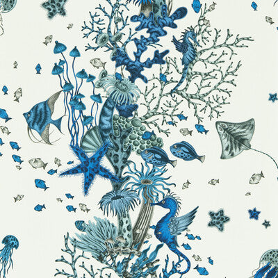 CLARKE AND CLARKE W0218/02.CAC.0 SEAFOREST BLUE WP Fabric - MYTHICA WALLCOVERING EMMA J SHIPLEY FOR C&C