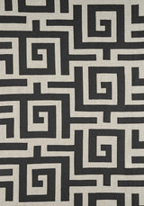 Thibaut W713221 TULUM APPLIQUE Black on Natural Fabric
