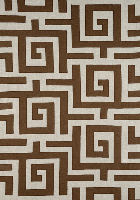 Thibaut W713226 TULUM APPLIQUE Brown on Natural Fabric