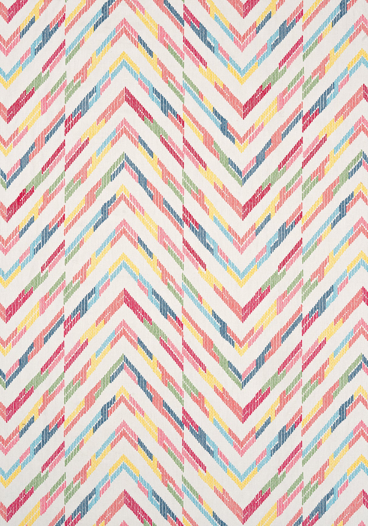 Thibaut W714343 HAMILTON EMBROIDERY Multi on Cream Fabric