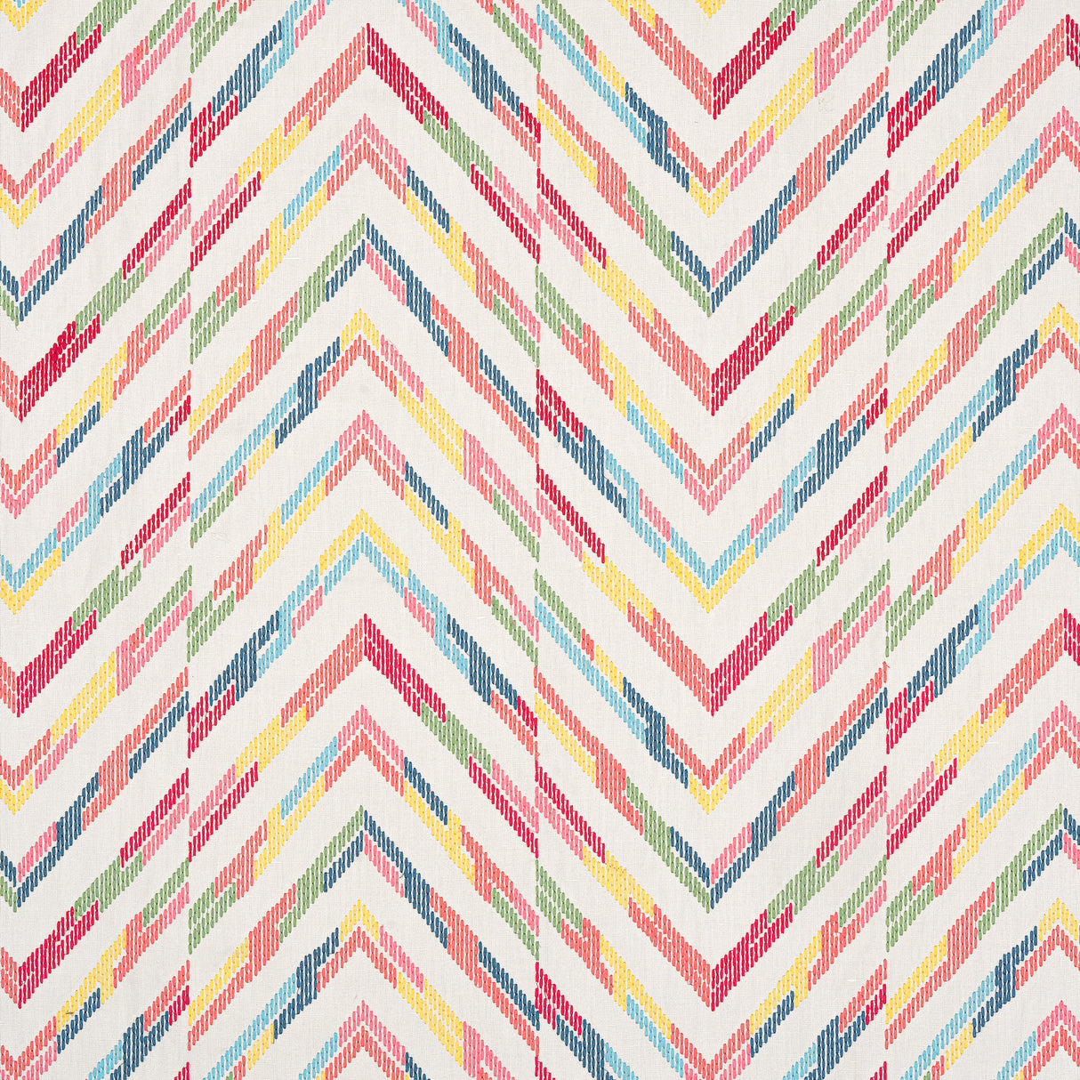 Thibaut W714343 HAMILTON EMBROIDERY Multi on Cream Fabric