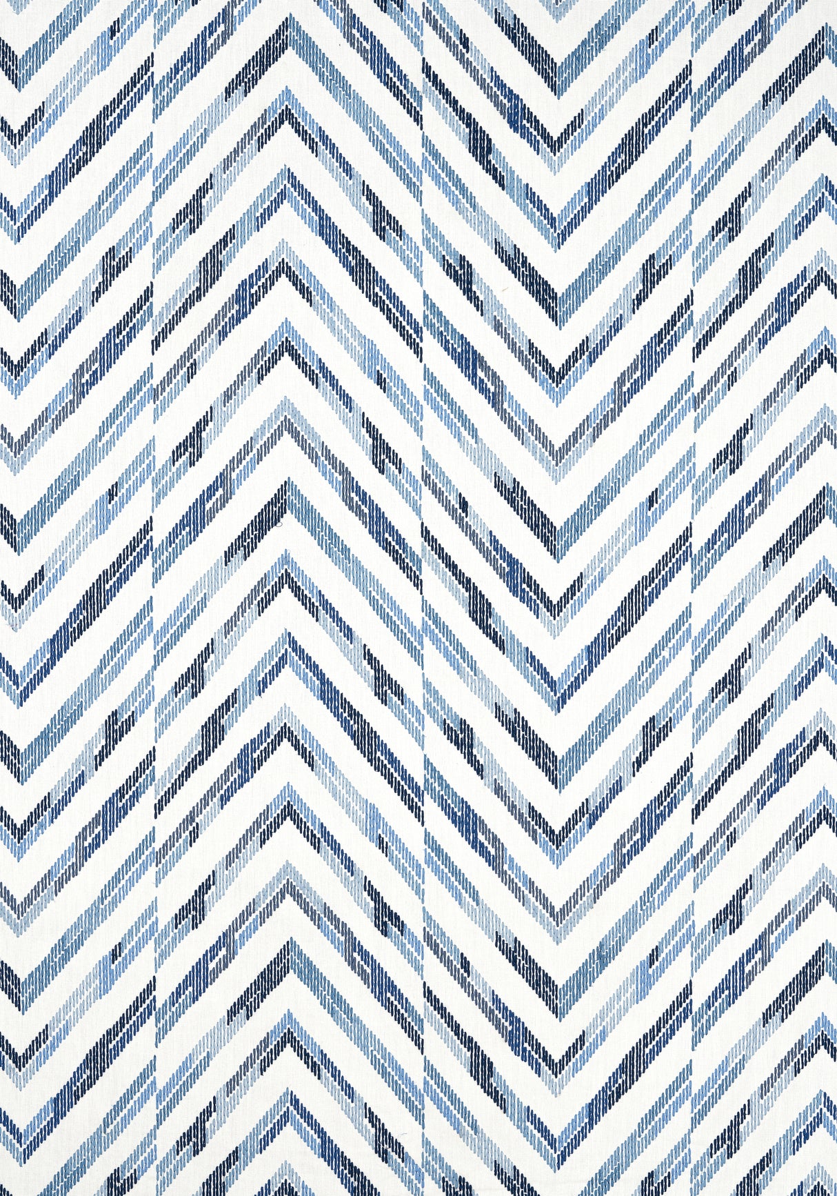Thibaut W714346 HAMILTON EMBROIDERY Blue and White Fabric