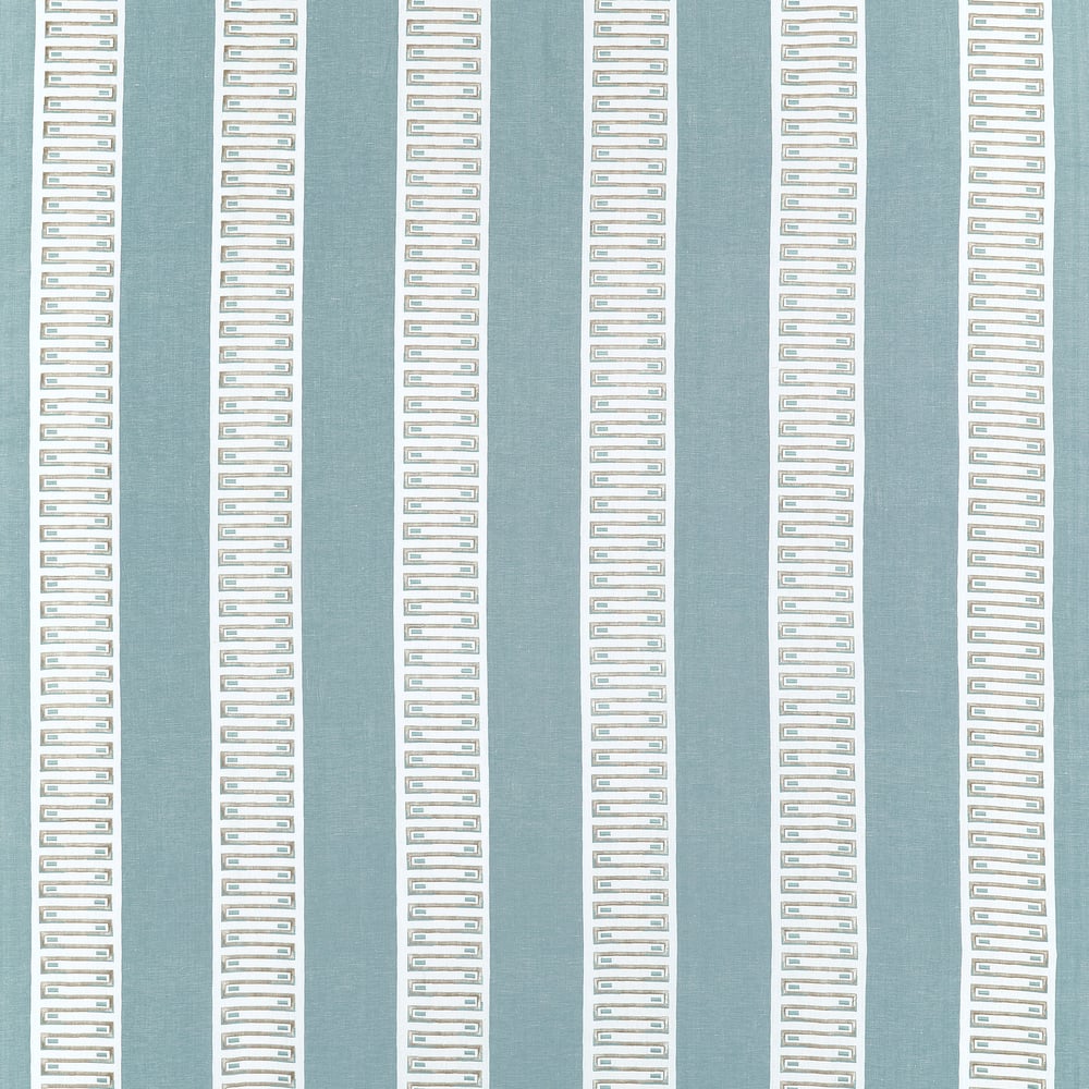 Thibaut RARITAN LINE EMBROIDERY W714630 in Spa Blue Fabric -