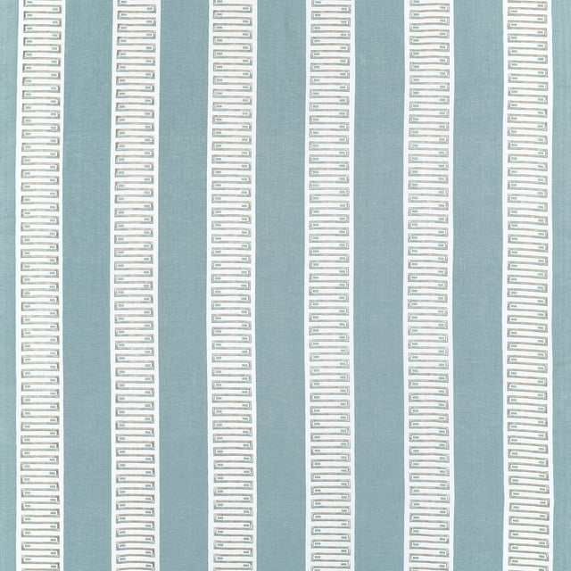 Thibaut RARITAN LINE EMBROIDERY W714630 in Spa Blue Fabric -