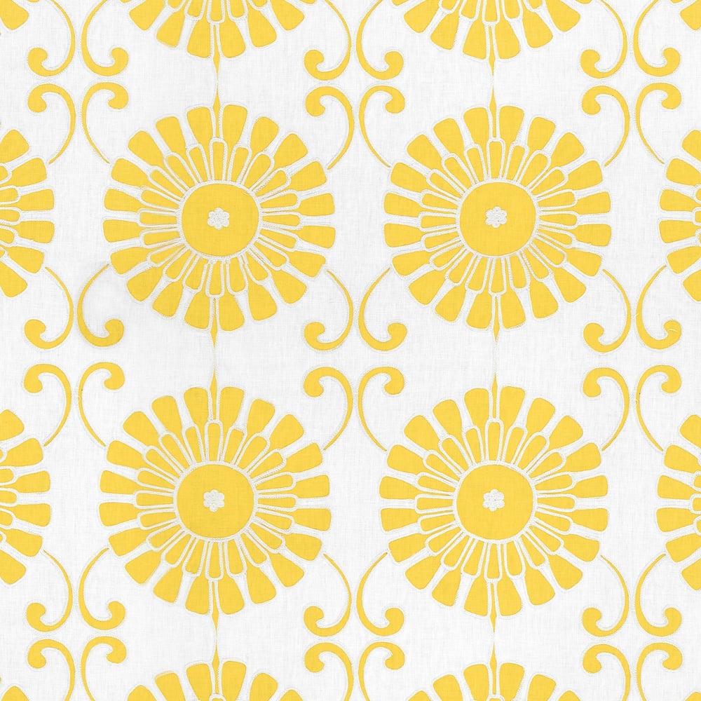 Thibaut W716033 SUN GARDEN EMBROIDERY Yellow Fabric