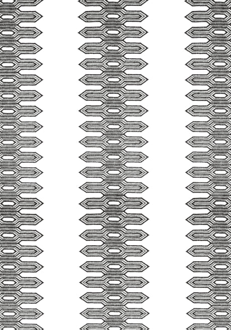 Thibaut W720809 NOLA STRIPE EMBROIDERY Black Fabric