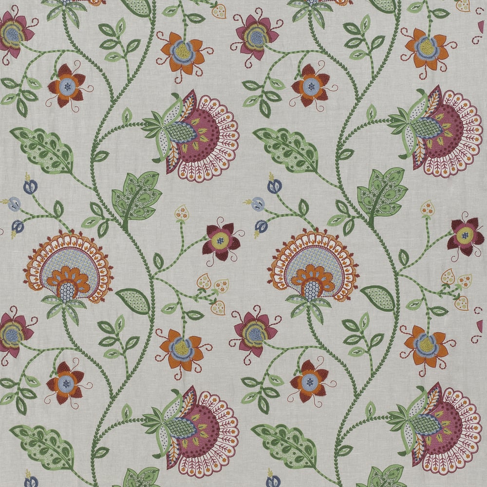 Thibaut W724300 PORTOFINO EMBROIDERY Brights on Natural Fabric