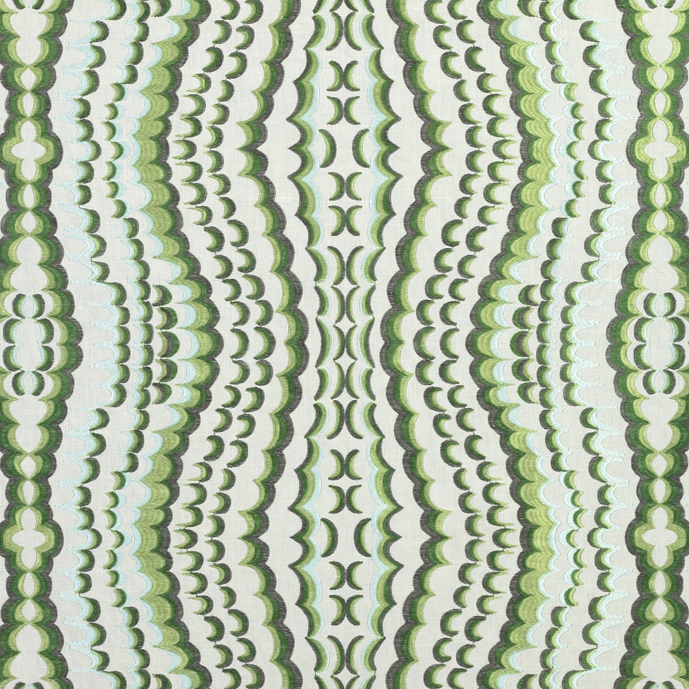 Thibaut W72984 EBRU EMBROIDERY Green Fabric
