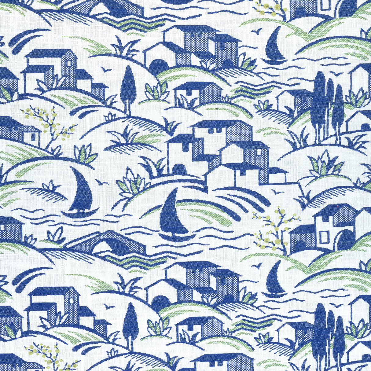 Thibaut W73525 LANDMARK Marine and Apple Green Fabric