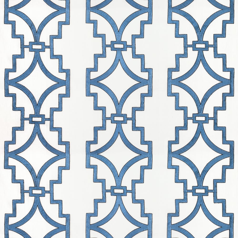 Thibaut W736144 SONGYUE EMBROIDERY Blue Fabric