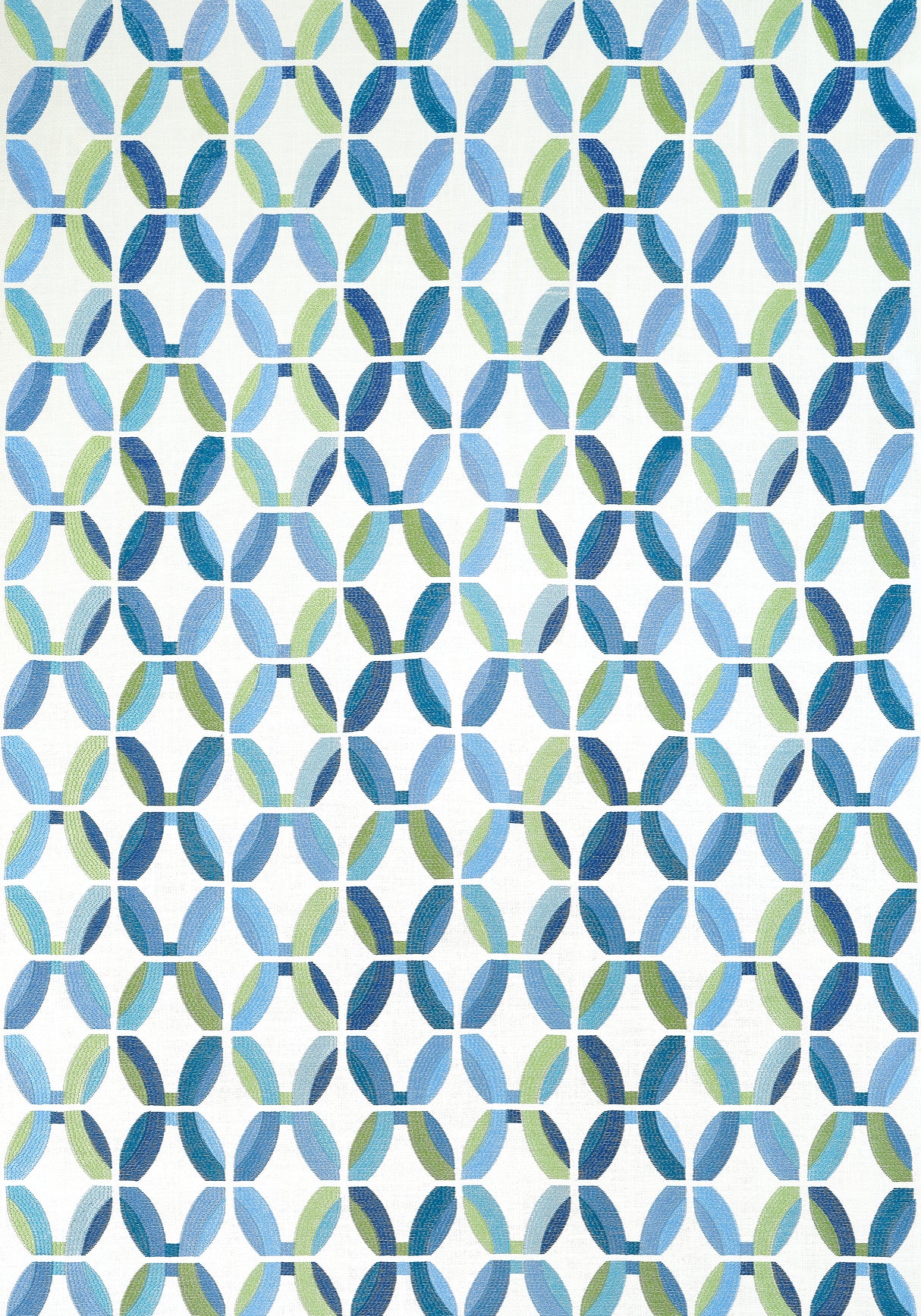 Thibaut W745000 PASSAGEWAY EMBROIDERY Blue and Green Fabric