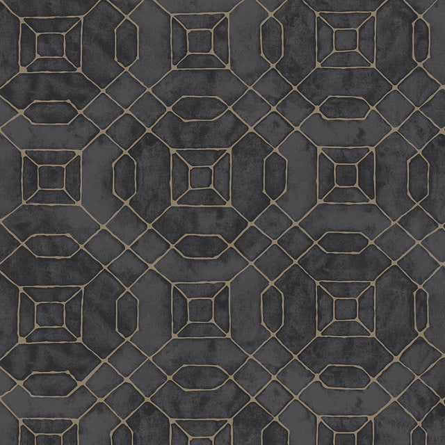 Galerie W78218 Black Metallic Geometric - Eade's Wallpaper