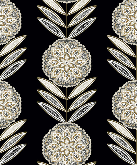 Seabrook Designs WH41105 Belle Floral Stripe Wallpaper