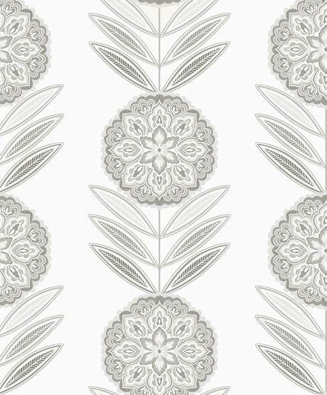 Seabrook Designs WH41108 Belle Floral Stripe Wallpaper