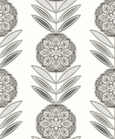 Seabrook Designs WH41118 Belle Floral Stripe Wallpaper