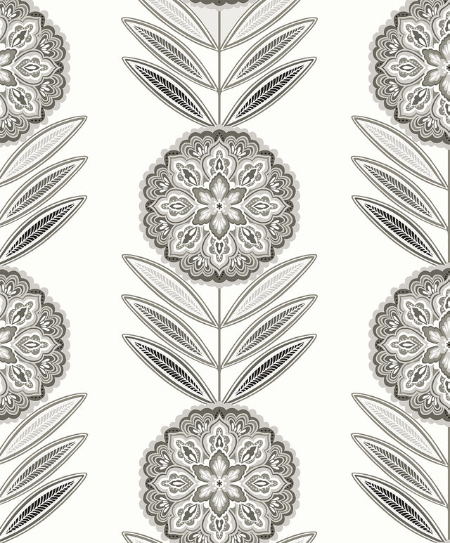 Seabrook Designs WH41118 Belle Floral Stripe Wallpaper