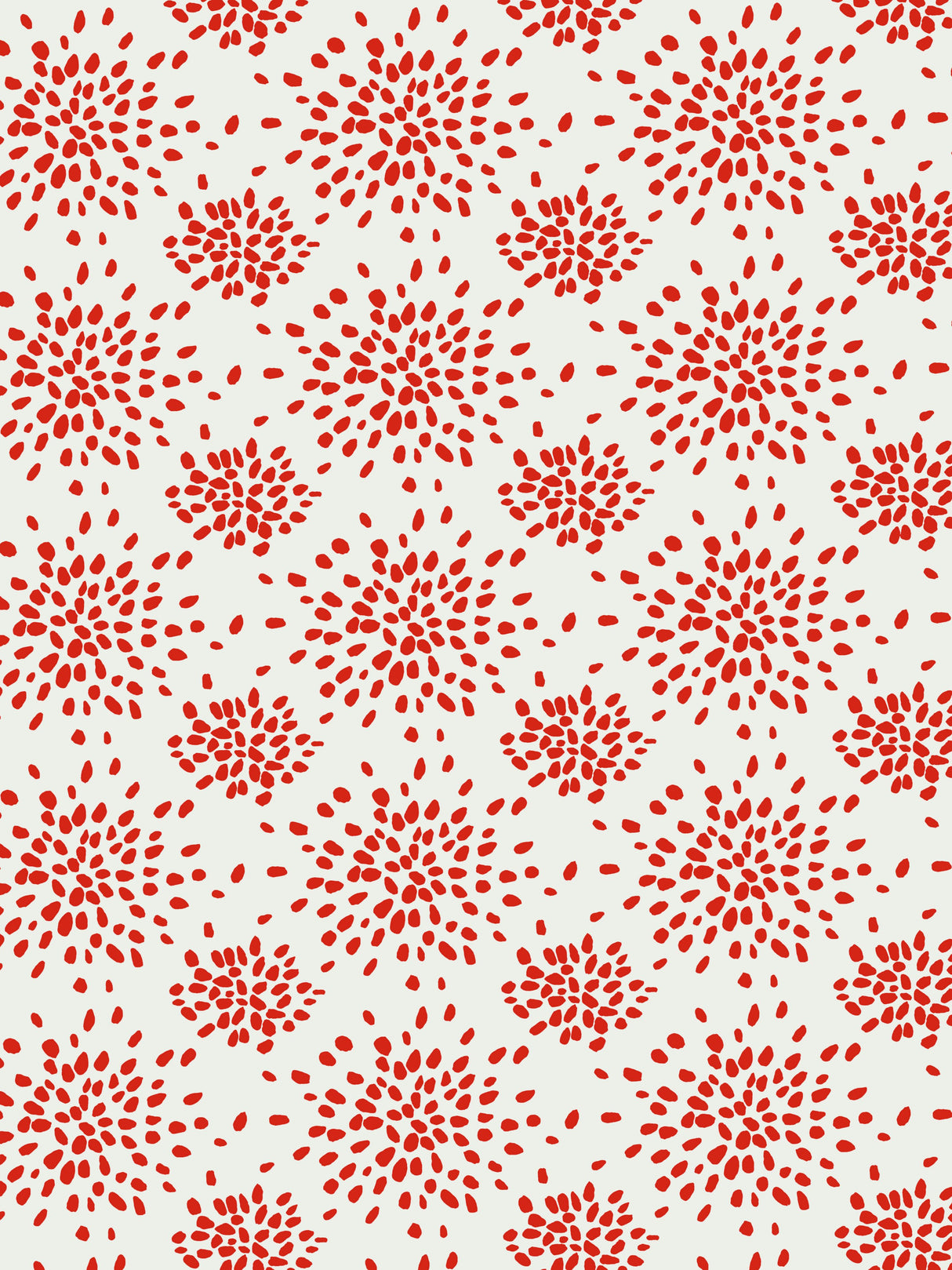 Scalamandre WHN000RP1020 RED ON WHITE FIREWORKS WALLPAPER