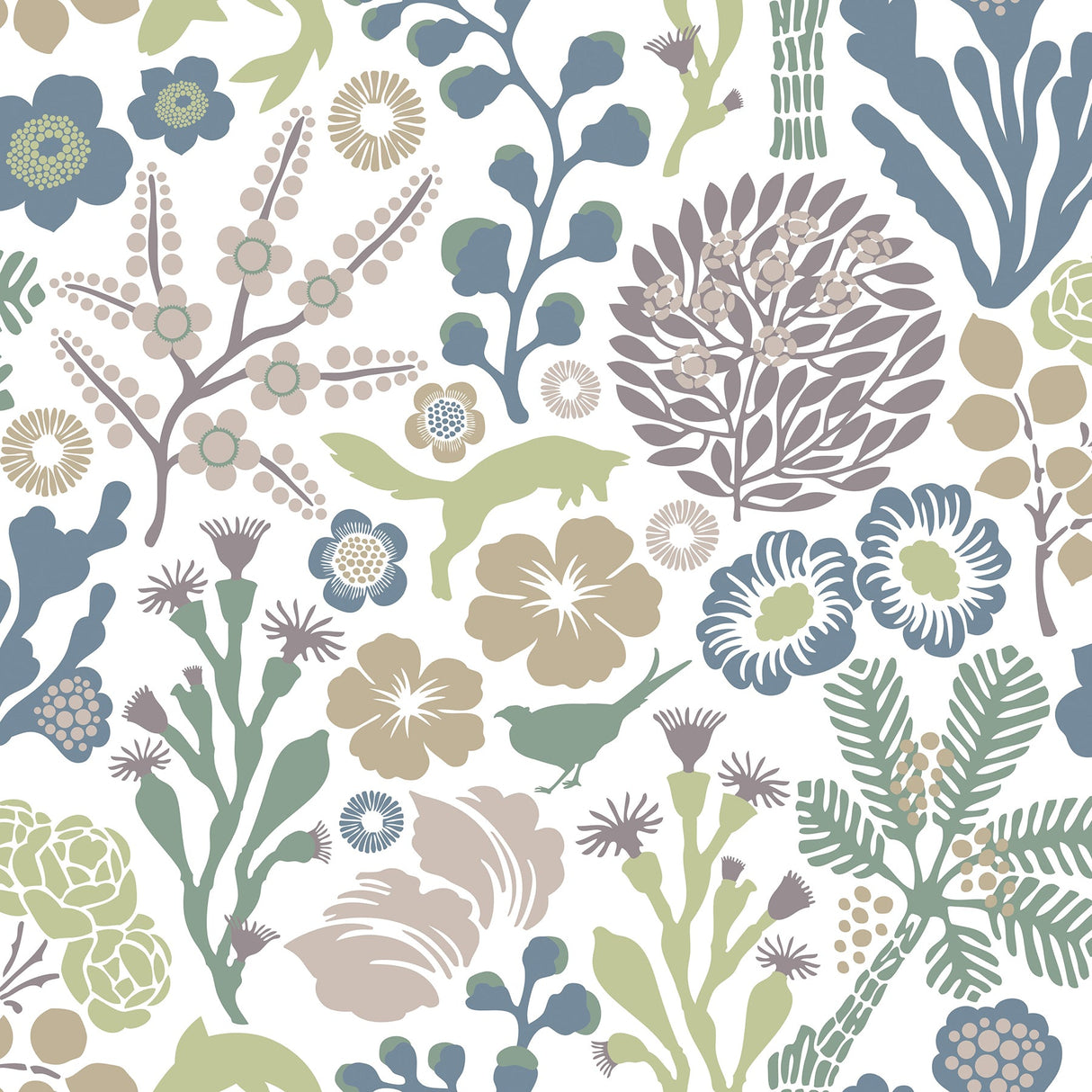 Wall Vision WV1472 Flytta Green Fauna Wallpaper