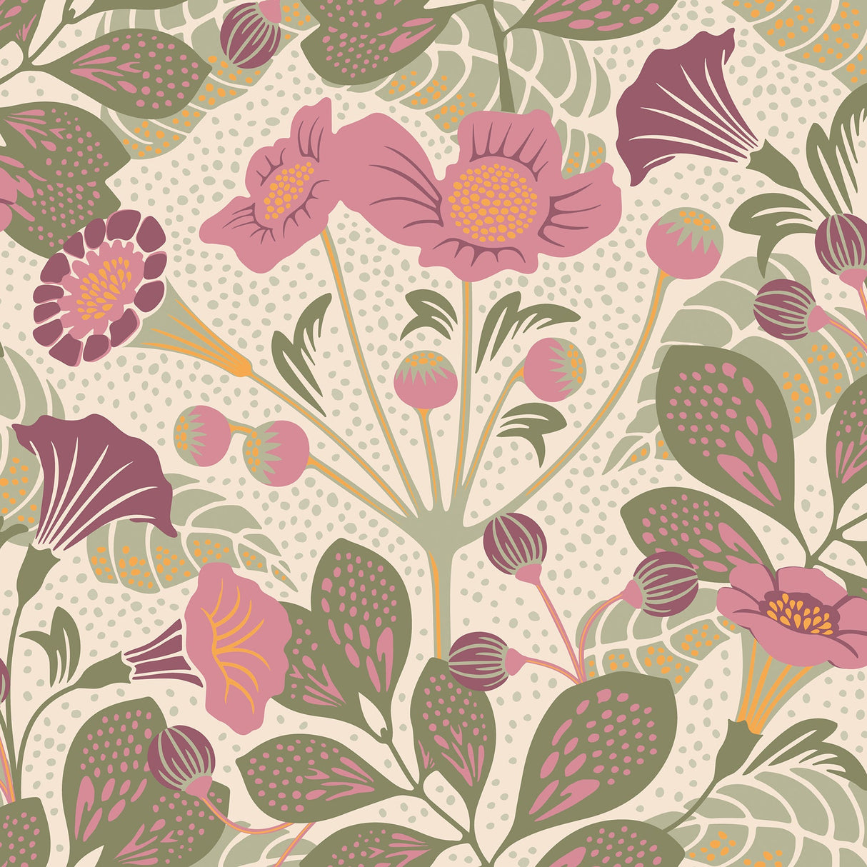 Wall Vision WV1474 Tropisk Pink Floral Wallpaper