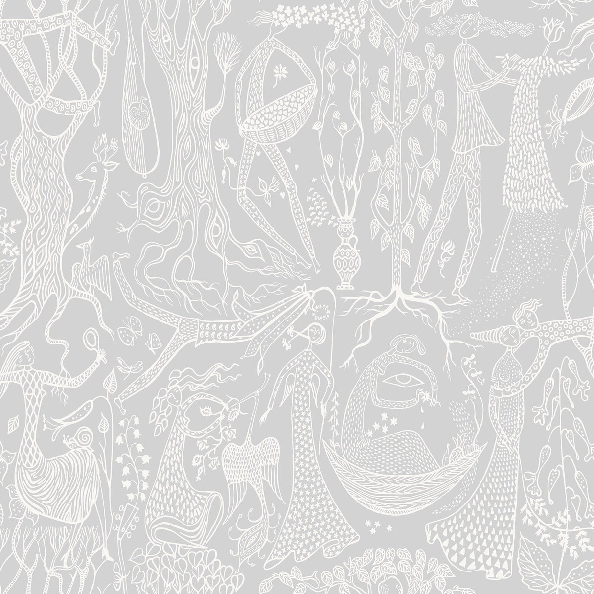 Wall Vision WV1762 Poem d ´Amour Light Grey Folk Wallpaper