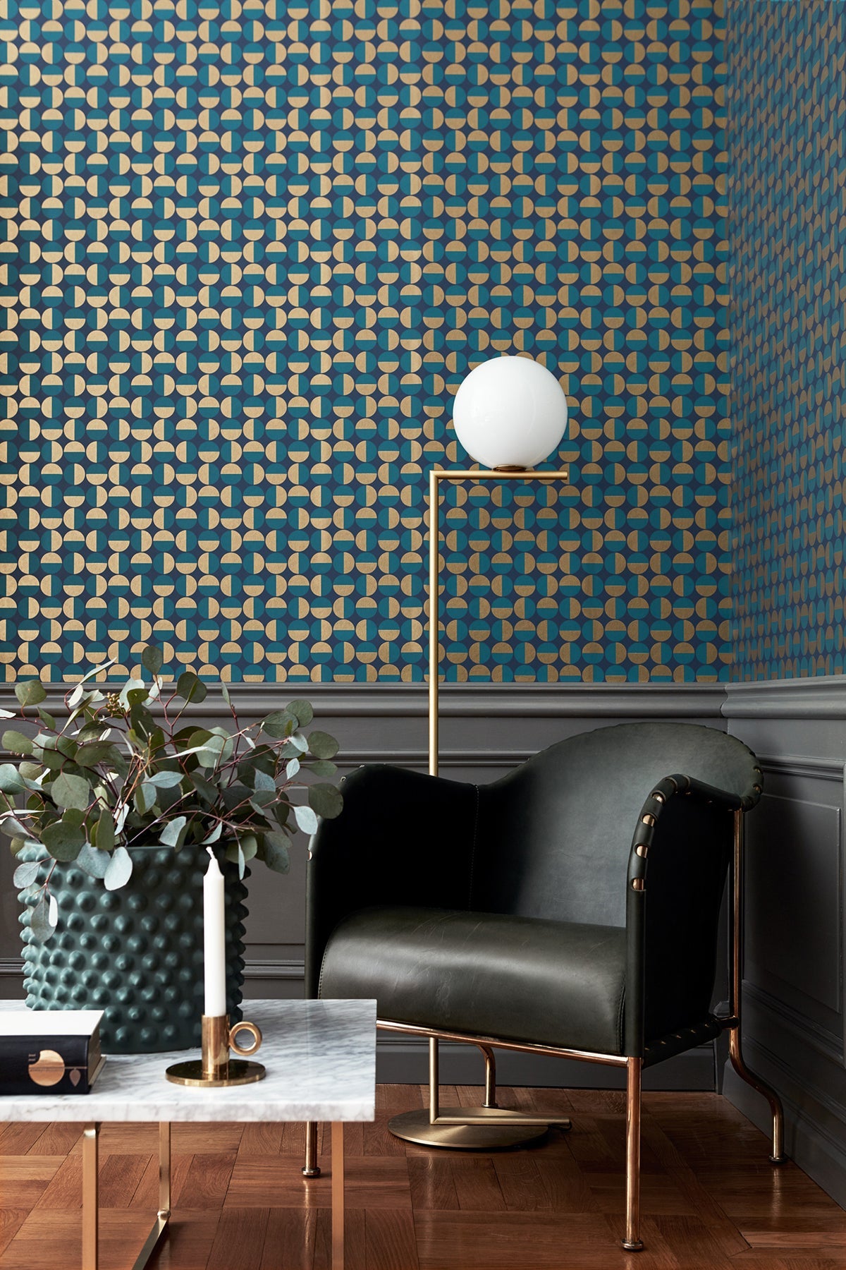 Wall Vision WV1774 Vertigo Teal Geometric Wallpaper