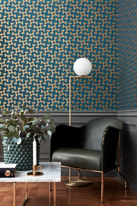 Wall Vision WV1774 Vertigo Teal Geometric Wallpaper