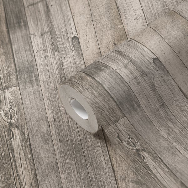 Galerie WW22213 Beige Cream Black Reclaimed Wood Effect Motif - Eade's Wallpaper