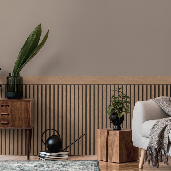 Galerie WW22227 Brown Black Dado Panel Effect Motif - Eade's Wallpaper