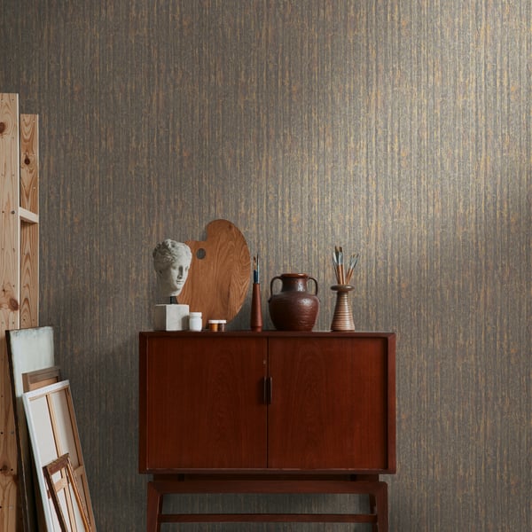 Galerie WW22230 Brown Metallic Forest Texture - Eade's Wallpaper